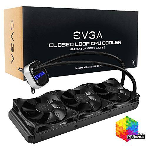 EVGA CLC 360mm All-in-one RGB LED CPU 수냉쿨러, 3X FX12 120mm PWM Fans, Intel, AMD, 5 Yr 워런티, 400-Hy-CL36-V1