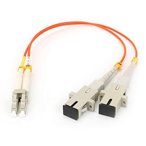 파이버 Optic 어댑터 케이블, LC to SC Multimode OM1 62.5/ 125 Duplex, 하이브리드 커넥터 연장기,커플러 컨버터, 변환기 동글, Male to Female Mutual On-line 전송 어댑터 - 1FT