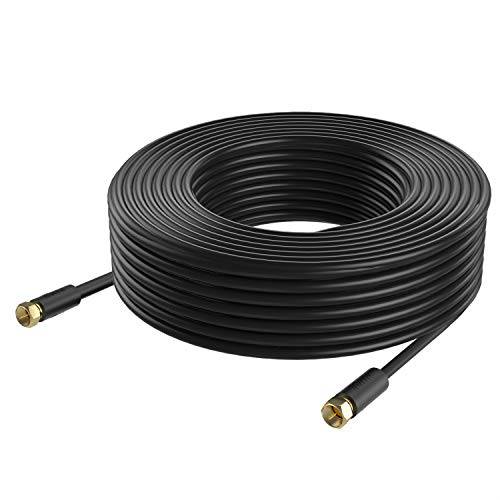 동축, Coaxial,COAX Cable(75 Feet) Postta Triple 보호처리된 디지털 RG6 안테나 케이블 with F-Male 커넥터 Pin-Black