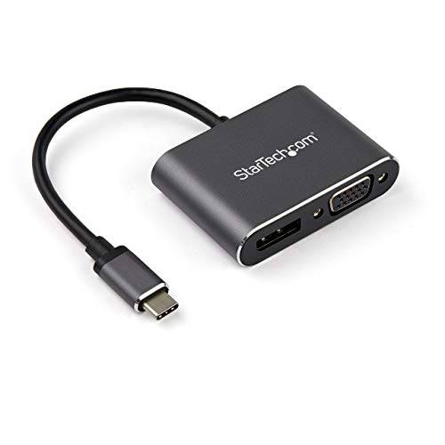 StarTech .com USB C 멀티포트 비디오 어댑터 - USB-C to 4K 60Hz DisplayPort,DP 1.2 or 1080p VGA 모니터 어댑터 - USB Type-C 2-in-1 DP (HBR2 HDR)/ VGA 디스플레이 컨버터, 변환기- 썬더볼트 3 호환가능한 (CDP2DPVGA)