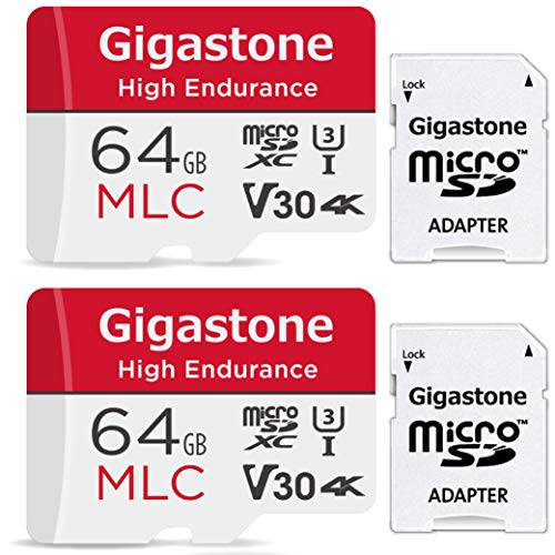 Gigastone 64GB 2-Pack MLC Micro SD 카드, 10x 하이 Endurance 4K 비디오 레코딩, 안전 캠,  블랙박스, Surveillance 호환가능한 100MB/ S, U3 C10