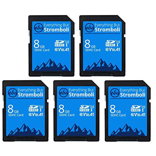 Everything But Stromboli 8GB SD 카드 (5 팩) 스피드 Class 10 UHS-1 U1 C10 8G SDHC 메모리 Cards for 호환가능한 디지털 카메라, 컴퓨터, 트레일 캠