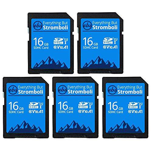 Everything But Stromboli 16GB SD 카드 (5 팩) 스피드 Class 10 UHS-1 U1 C10 16G SDHC 메모리 Cards for 호환가능한 디지털 캠, 컴퓨터, 트레일 캠