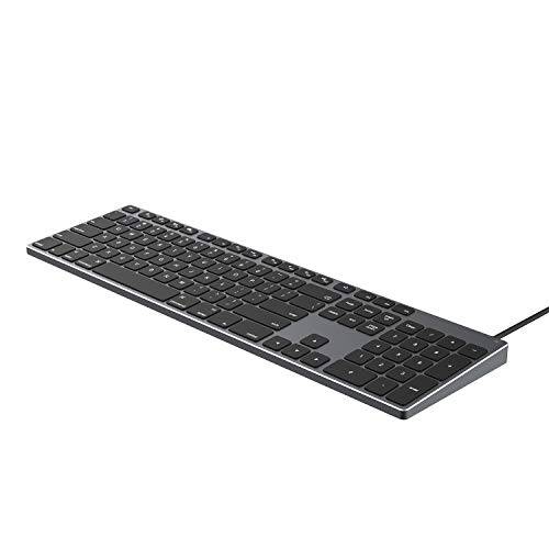 알루미늄 유선 키보드 애플 MAC 컴퓨터/ 아이맥 and 맥북 프로 노트북, 180CM 케이블 연결 USB 키보드 Numerical 키패드 Work as 매직 Keyboard-Black