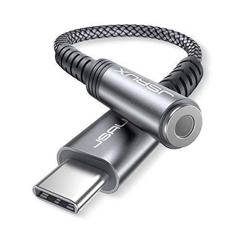 USB 타입 C to 3.5mm Female 헤드폰 잭 Adapter（2-Pack）, JSAUX USB C to Aux 오디오 동글 케이블 케이블 호환가능한 픽셀 4 3 2 XL, 삼성 갤럭시 S20 울트라 Z 플립 S20+ 노트 10 플러스, 아이패드 Pro-Gr