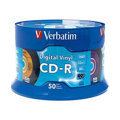 Verbatim CD-R 80min 52X 디지털 비닐 서피스 50pk Spindle - 블루/ 그린/ 오렌지/ 핑크/ 퍼플