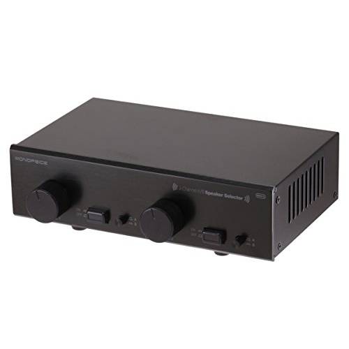 Monoprice 108231 2-Channel a/ B 스피커 셀렉터 - 블랙 볼륨 컨트롤, 빌트 in Independent 볼륨 Controls, Accepts 와이어 게이지 Up to 14AWG