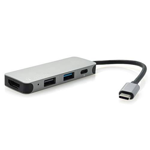 Verbatim 4-in-1 USB C 허브 어댑터 4K HDMI, 60W 파워 Delivery, USB 3.0, USB 2.0 USB C 노트북