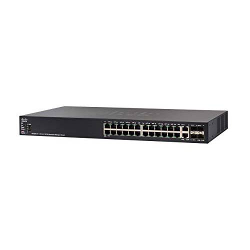 Cisco SF550X-24 적재가능 Managed 스위치 24 10/ 100 포트, 4 기가비트 이더넷 (GbE) 콤보 SFP, L3 다이나믹 Routing, 리미티드 라이프타임 프로텍트 (SF550X-24-K9-NA)