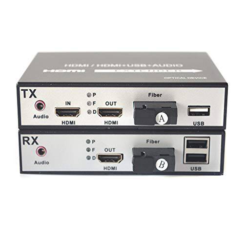 Primeda-telecom HDMI 확장기, Uncompressed 1080P HDMI Over 파이버 Optic Singlemode up 20Km(12.4mi) and Multimode up 500m(0.31mi) (with KVM and 3.5mm 오디오)