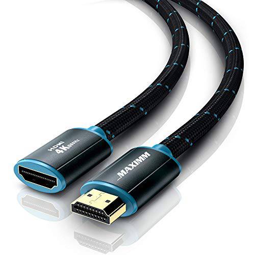 Maximm 4K HDMI Male to Female 연장 케이블 - 3 ft - 60Hz 48 Gbps-Premium 고속 케이블