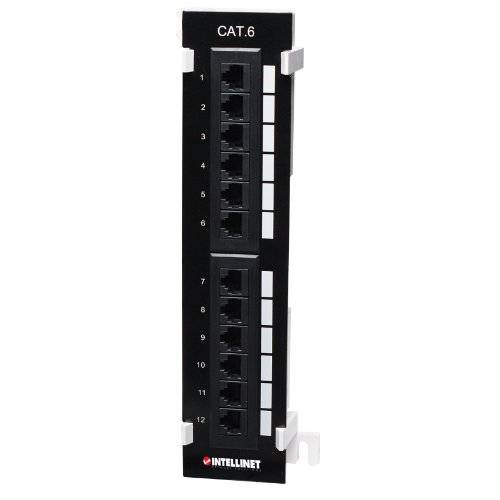 Intellinet 12-Port Cat6 Wall-Mount 패치 패널 - 연결 RJ45 포트 to a 네트워크 - 블랙, 560269