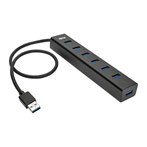 TRIPP 라이트 7-Port 휴대용 USB 3.0 초고속 미니 허브/ 분배기 휴대용 알루미늄 5 Gbps 데이터 전송, 블랙 (U360-007-AL)