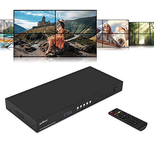gofanco 2x2 4K 비디오 벽면 Processor&  컨트롤러  맥스 4K 30Hz 전환가능 입력 (USB-C, VGA, DP, HDMI), 180º 회전, 엣지 보정, 1U, 오디오 압출, Many 디스플레이 모드, Cascading up to 10x