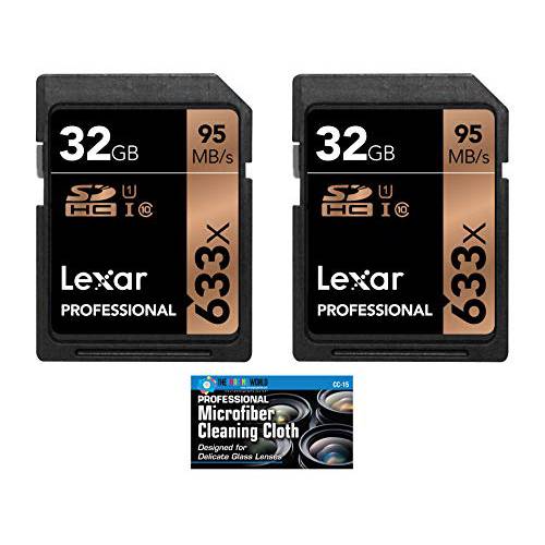 Lexar 32GB 프로페셔널 633x SDHC Class 10 UHS-I/ U1 메모리 카드 2-Pack 번들,묶음
