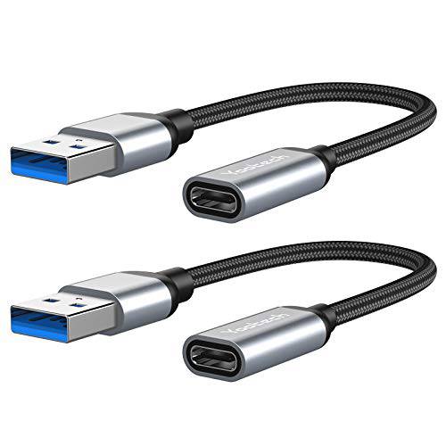 Yootech USB C Female to USB Male 어댑터 (2 팩), 5inch USB A to 타입 C 커넥터, 호환가능한 아이폰 12 미니/ 12 프로 맥스/ 11 프로 맥스, Type-C 이어폰/ 플래시 드라이브/ 허브 (스페이스 그레이)