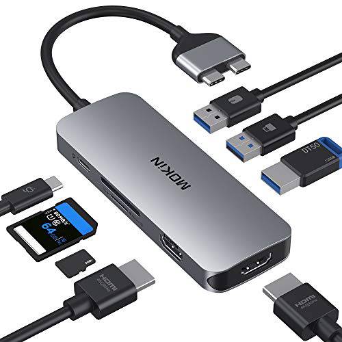 USB C to 듀얼 HDMI 멀티포트 어댑터 USB C 허브 맥북 프로, 8 in 2 썬더볼트 3 어댑터 Mac 동글 맥북 2 HDMI(4K @60Hz), 3USB3.0, SD TF 카드 리더, 리더기 and 100W PD USB C 포트