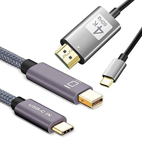 USB C to 미니디스플레이포트, 미니 DP 케이블 6FT and USB C to HDMI 케이블 4K 60Hz 6FT