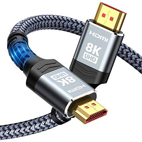8K HDMI 케이블, Highwings 6.6FT/ 2M 48Gbps 고속 HDMI Braided Cord-4K@120Hz 7680P, DTS:X, HDCP 2.2& 2.3, HDR 10, eARC, 다이나믹 HDR, 호환가능한 프로젝터 모니터 PS5/ PS4