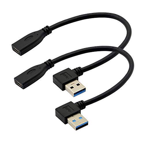 USB C 케이블, USB 타입 C Female to USB 3.0 Male 90 도 어댑터, 5Gbps USB A 3.0 to USB 커넥터 -2pcs  노트북&  태블릿, 태블릿PC&  휴대용 폰 by FENGQLONG (왼쪽/ 오른쪽 앵글드)