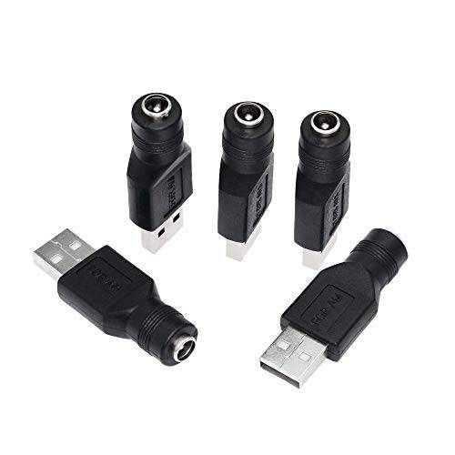 SinLoon USB to DC 어댑터 USB 2.0 A Male to DC 5.5x2.1mm DC Female 커넥터 충전 배럴 잭 파워 어댑터 스몰 DC or USB 전자제품 충전 (M/ F5.5x2.1)