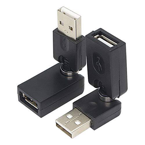 스위블 USB 어댑터, GELRHONR 회전가능 USB 2.0 Male to Female 연장 커넥터 360 도 회전 조절가능 Converter(2-Pack)
