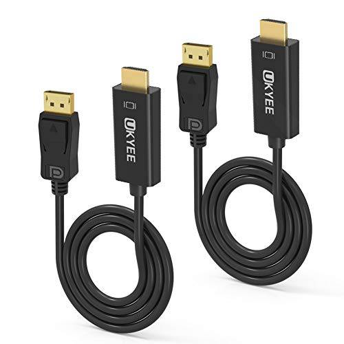 Disiplay Pot to HDMI 케이블 3ft 2-Pack, UKYEE Disiplay Pot(DP) to HDMi 3 Feet Male to Male 케이블 컨버터, 변환기 PCs to HDTV, 모니터, 프로젝터