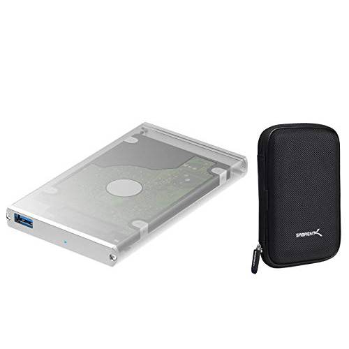 Sabrent 울트라 슬림 USB 3.0 to 2.5-Inch SATA 외장 알루미늄 하드디스크 인클로저+ EVA 충격방지 하드 캐링 케이스 파우치 외장 2.5 하드디스크