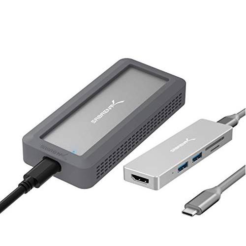 Sabrent USB 3.2 러그드 방수 인클로저+ 5 in 1 USB C Multi-Port 허브  윈도우& Mac OS