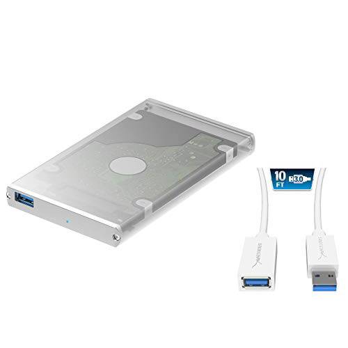 Sabrent 울트라 슬림 USB 3.0 to 2.5-Inch SATA 외장 알루미늄 하드디스크 인클로저+ 22AWG 10 Feet USB 3.0 연장 케이블 -
