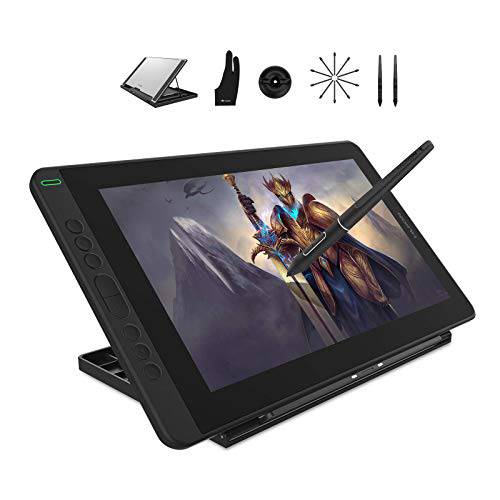 2020 휴이온 Kamvas 13 드로잉 태블릿, 태블릿PC 그린 조절가능 지지대, PW517 스타일러스 2 Pcs, 펜 닙 교체용 PN05A 10 PCS 펜 홀더, 블랙 아티스트 장갑 포함
