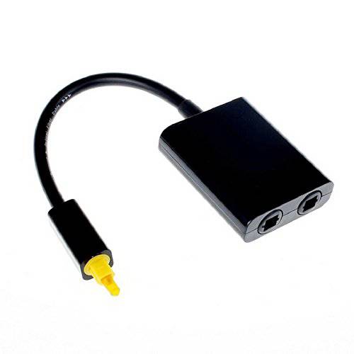 Cablecc 듀얼 포트 토스링크 디지털 광학 오디오 분배기 어댑터 파이버 Optic 오디오 케이블 1 in 2 Out 블랙