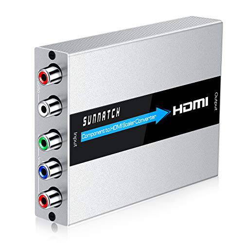 SUNNATCH  컴포넌트 to HDMI 컨버터, 변환기 스케일러 기능, RGB to HDMI 컨버터, 변환기, 5RCA YPbPr to HDMI 컨버터, 변환기 어댑터,  컴포넌트 in HDMI Out Converter(1080P, 알루미늄)