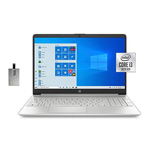 2020 HP 15.6 HD Micro-Edge 노트북 컴퓨터, 10th 세대 Intel 코어 i3-1005G1, 8GB 램, 256GB PCIe SSD, Intel UHD 그래픽, 스피커, HD 웹캠, USB-C, 블루투스, Win 10S, 실버, 32GB SnowBell USB 카드