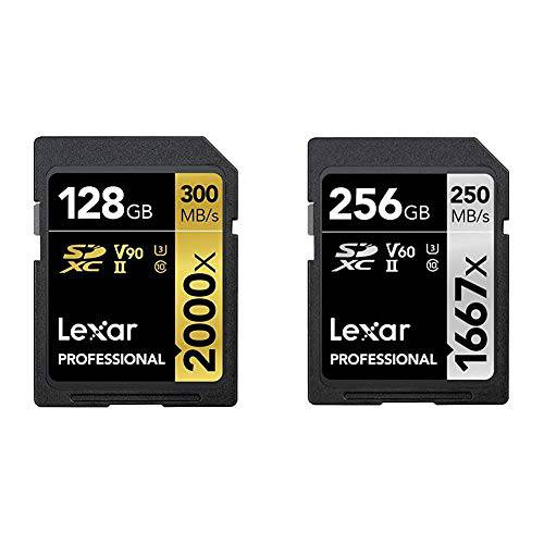 Lexar  프로페셔널 2000x 128GB SDXC UHS-II 카드, Up to 300MB/ s Read (LSD2000128G-BNNNU) (LSD256CBNA1667) 1667X 256GB SDXC Uhs-II/ U3 카드