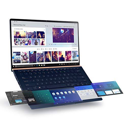 Asus ZenBook 14 Ultra-Slim 노트북 14” 풀 HD NanoEdge 베젤, Intel 코어 i7-10510U, 16GB 램, 512GB PCIe SSD, GeForce MX250, 획기적인 Screenpad 2.0, 윈도우 10 프로, UX434FLC-XH77, 로얄 블루