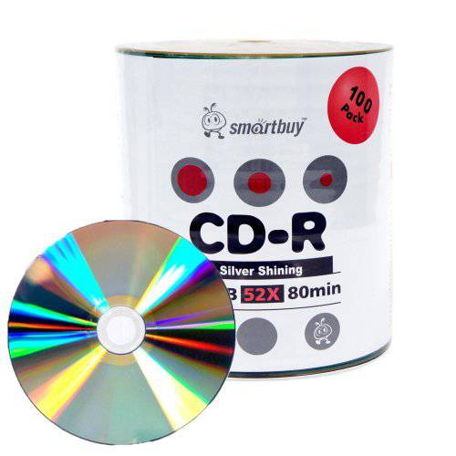 Smartbuy 100-disc 700mb/ 80min 52x CD-R 샤이니 실버 탑 공백 기록가능 미디어 디스크
