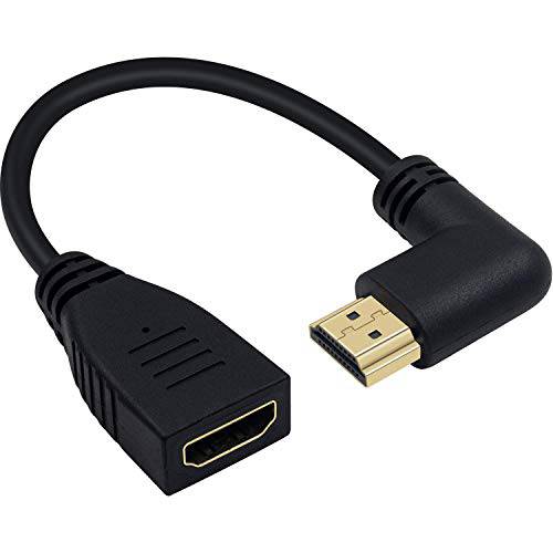 Poyiccot 8K HDMI 연장 케이블, 숏 8K HDMI 90 도 직각 남성 to 여성 HDMI 2.1 케이블 어댑터 48Gbps 8K 60Hz 비디오 and 3D HDR TV/ 엑스박스/ PS4/ PS5 (오른쪽 M/ F), 0.5feet