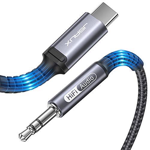 USB C to 3.5mm 오디오 Aux 잭 Cable[6.6ft], JSAUX  타입 C 어댑터 to 3.5 mm 헤드폰 스테레오 차량용 케이블 호환가능한 삼성 갤럭시 S21 S20 울트라 노트 20 10 플러스 아이패드 프로 2018 구글 픽셀 2 3 XL-Grey