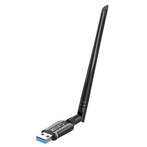 USB 와이파이 어댑터, XDO 1200Mbps 무선랜카드 USB 3.0 듀얼밴드 2.42GHz/ 5.8GHz 5dBi 하이 게인 안테나 802.11ac PC 데스크탑 노트북 지원 윈도우 10/ 8/ 7/ Vista/ XP Mac OS 10.4-10.15