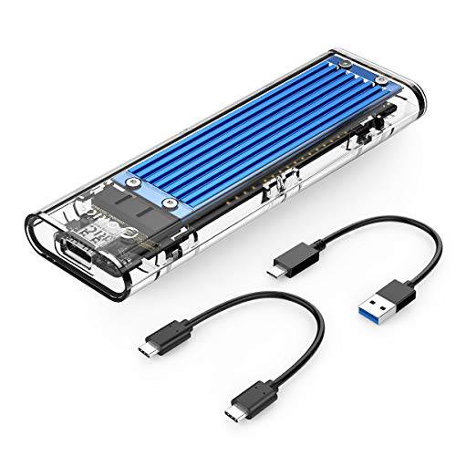 ORICO  투명 M.2 인클로저, Tool-Free USB 3.1 Type-C(10Gbps) to M.2 SSD 인클로저 SATA/ NVME M.2(M-Key/ B+ M-Key) SSD 지원 2230/ 2242/ 2260/ 2280, up to 2TB (TCM2M-Blue)