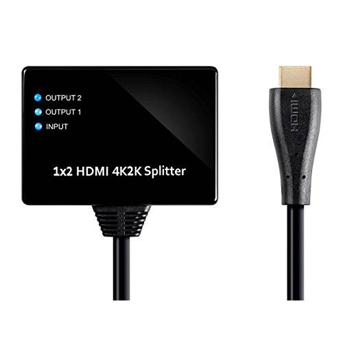 Monoprice 블랙새 4K 1x2 HDMI 피그테일 분배기 - 블랙 | 4K @ 30Hz, HDCP Compliant,  금도금 커넥터, and 10.2Gbps 대역폭