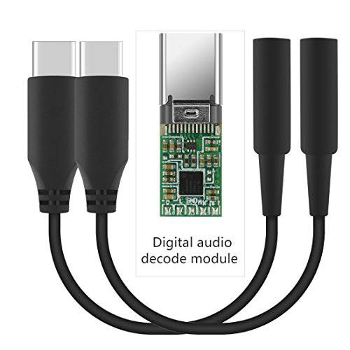 Geekria QuickFit 타입 C to Aux, Type-C to 오디오 어댑터, USB-C 디지털 오디오 디코더 to 3.5mm 헤드폰 잭 커넥터, 헤드폰,헤드셋 변환 케이블, 호환가능한 구글 픽셀 2/ XL (2PCS)