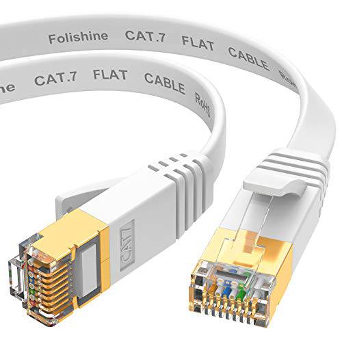 고양이 7 랜선, 랜 케이블 15 ft,  고속 인터넷 네트워크 케이블, 플랫 랜 패치 코드 STP RJ45 커넥터 라우터, 모뎀, 더빠른 Than Cat5e/ Cat5/ Cat6/ Cat6e- 15feet