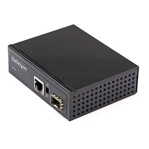 StarTech .com PoE+ 산업용 파이버 to 이더넷 미디어 컨버터, 변환기 60W - SFP to RJ45 - Singlemode/ 멀티모드 파이버 to 구리 기가비트 이더넷 - 컴팩트 사이즈 - IP-30/ -40 to+ 75C (IMC1G SFP60W)