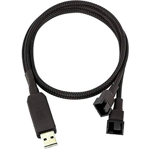 TeamProfitcom USB 12V to 듀얼 4 핀 or 3 핀 PC 팬 Sleeved 파워 어댑터 케이블 25 인치