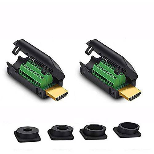 Jienk HDMI 무납땜 Male 퀵 커넥터, 포트 터미널 Solderfree Breakout 커넥터 보드 케이스 Accessories(2 팩)