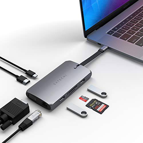 Satechi USB-C On-The-Go 멀티포트 어댑터  9-in-1 휴대용 USB 허브  호환가능한 2020/ 2019 맥북 프로, 2020/ 2018 맥북 에어, 2020 아이패드 에어, 2020/ 2018 아이패드 프로
