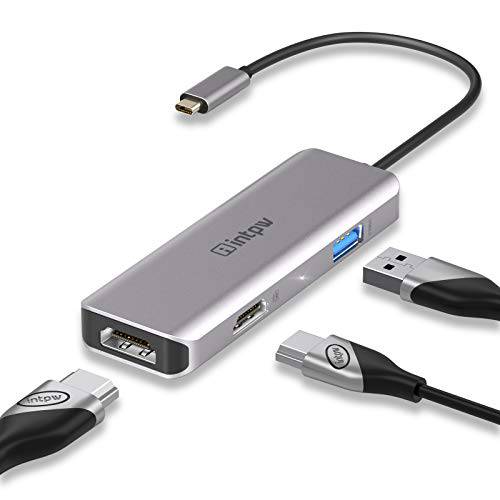 INTPW USB C to HDMI, USB C to 듀얼 HDMI 어댑터 4K @60hz, USB HDMI 어댑터, USB C 허브 to 듀얼 HDMI 어댑터 호환가능한 맥북/ 맥북 프로