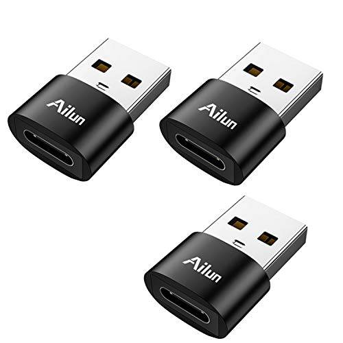 Ailun USB C Female to USB A Male 어댑터 3 팩 타입 C to A 충전기 케이블 어댑터 아이폰 11 12 미니 프로 맥스 갤럭시 노트 10 S20 플러스 20 S21 21 FE 울트라